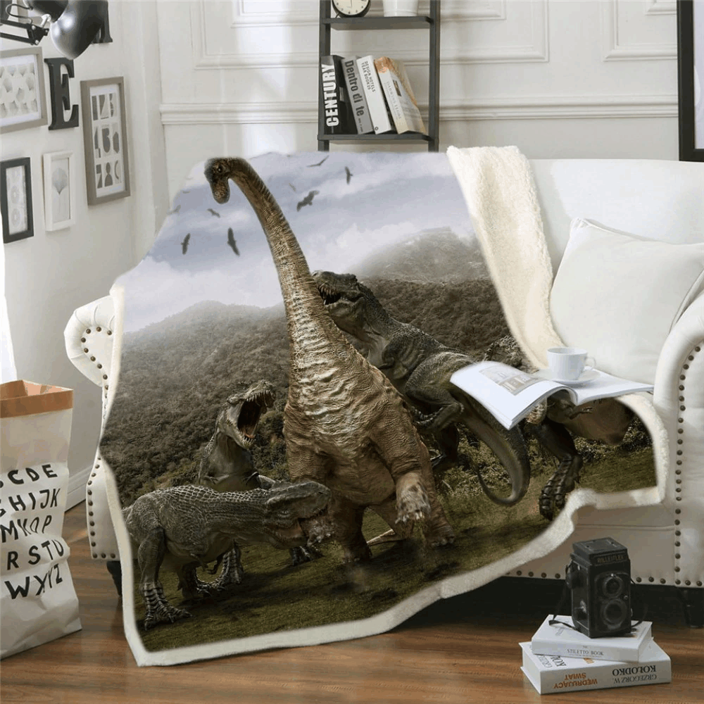 Dinosaur Sherpa Fleece Blanket