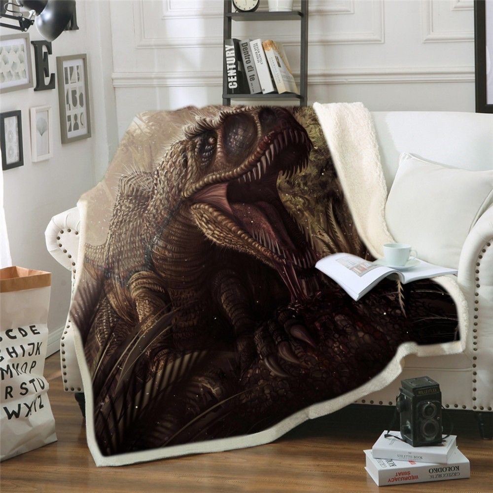 Dinosaur Sherpa Fleece Blanket