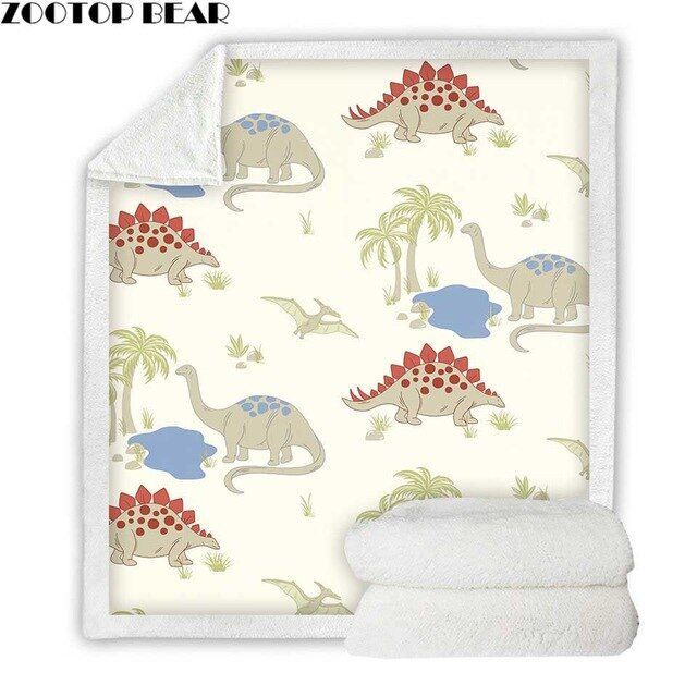 Dinosaur Sherpa Fleece Blanket