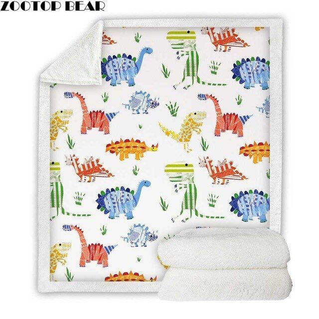Dinosaur Sherpa Fleece Blanket