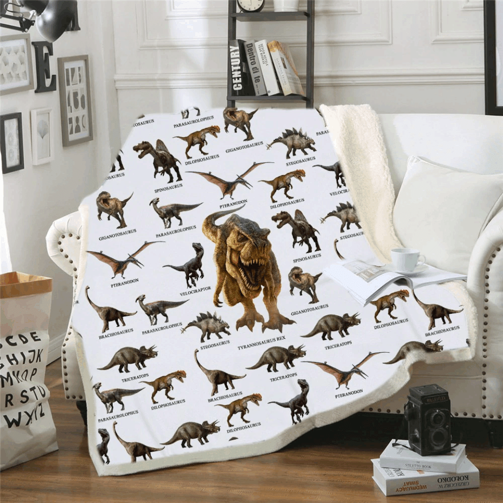 Dinosaur Sherpa Fleece Blanket