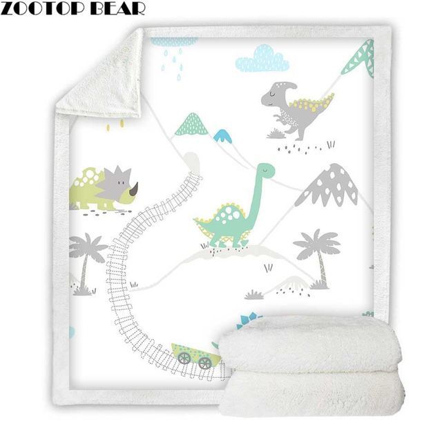 Dinosaur Sherpa Fleece Blanket