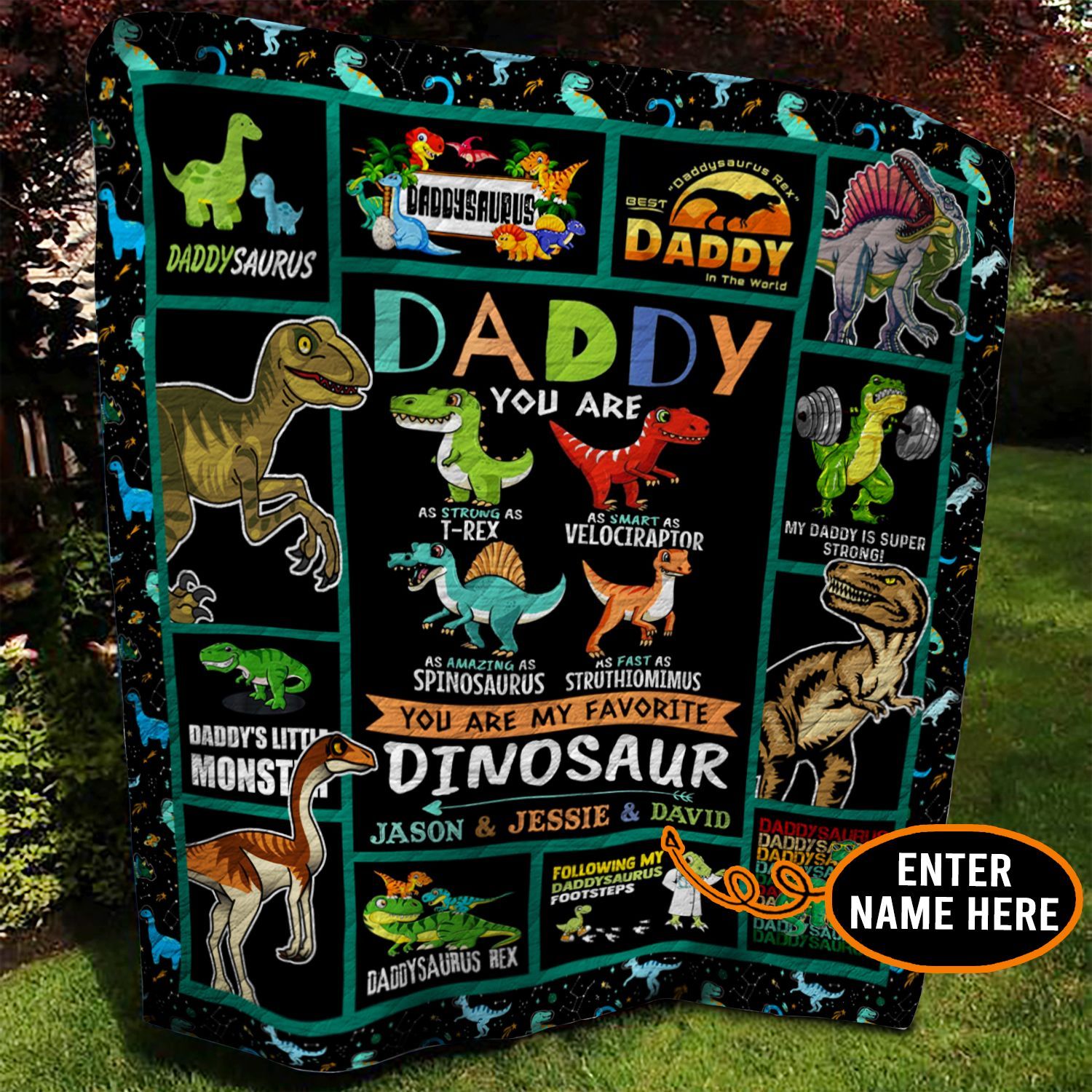 Dinosaur Dad Personalized Quilt Blanket BBB110601NB