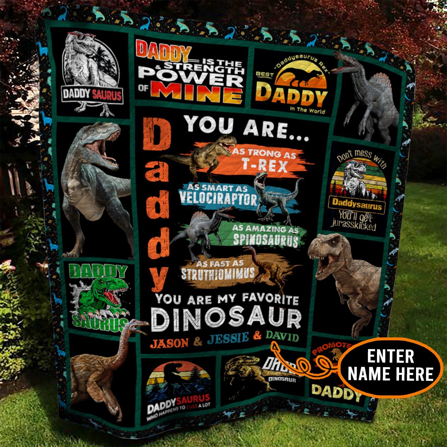 Dinosaur Dad Personalized Quilt Blanket BBB110603NB
