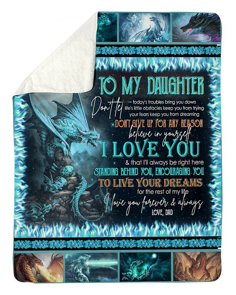 Dinosaur Dad To Daughter Sherpa Fleece Blanket