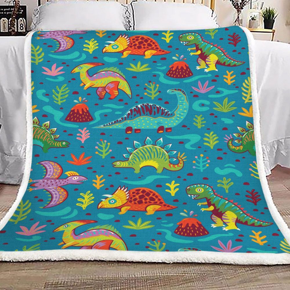 Dinosaur Sherpa Fleece Blanket