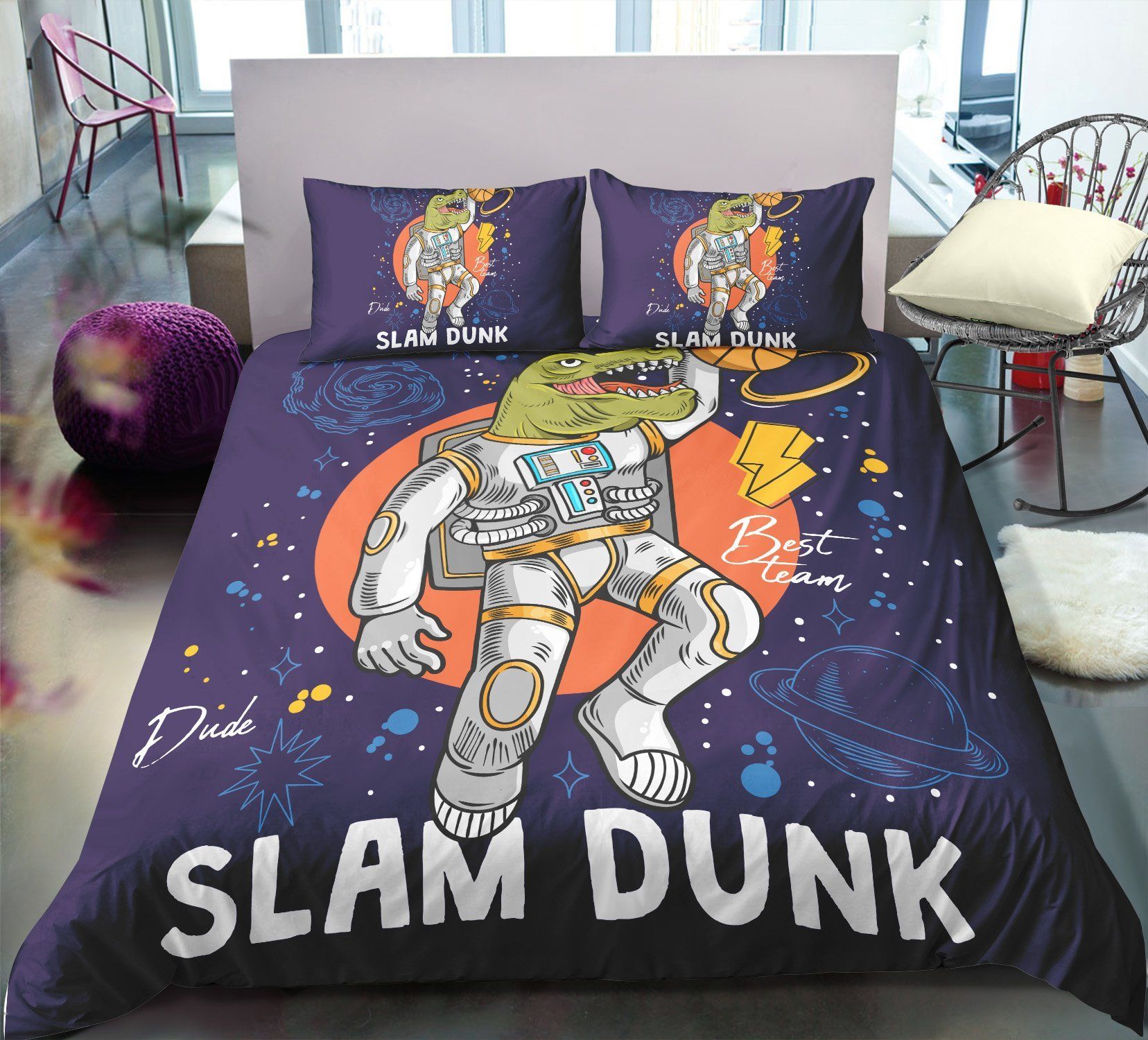 Dinosaur Dunk Slam Bedding Set