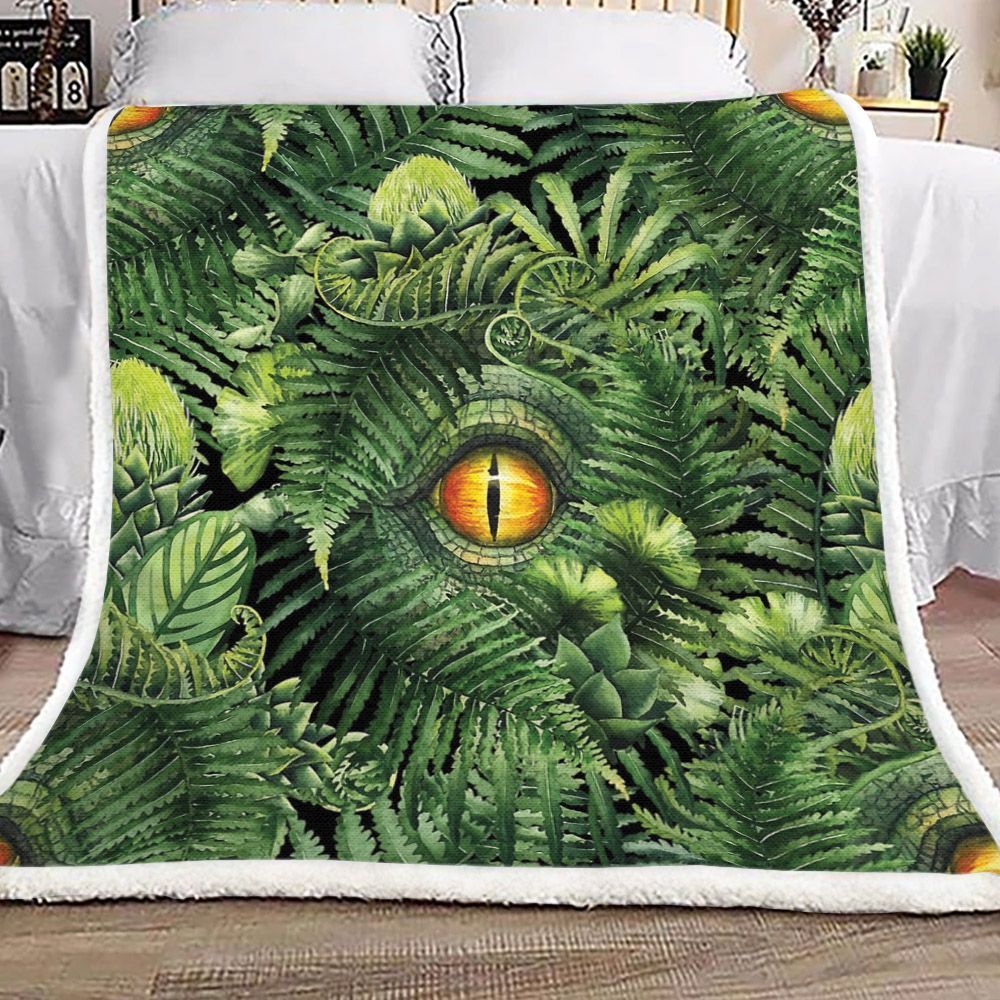 Dinosaur Eye And Prehistoric Plants Sherpa Fleece Blanket