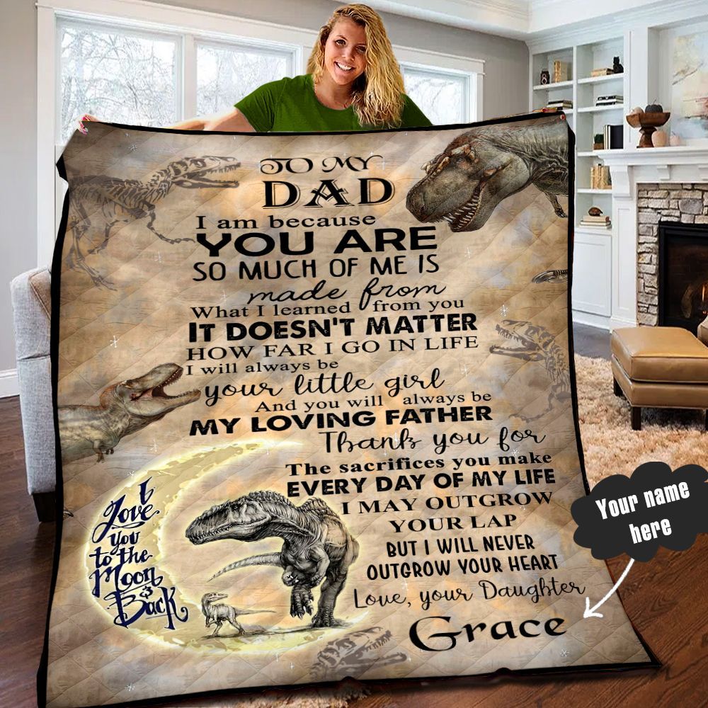 Dinosaur Fathers Day Personalized Quilt Blanket LML300503DT