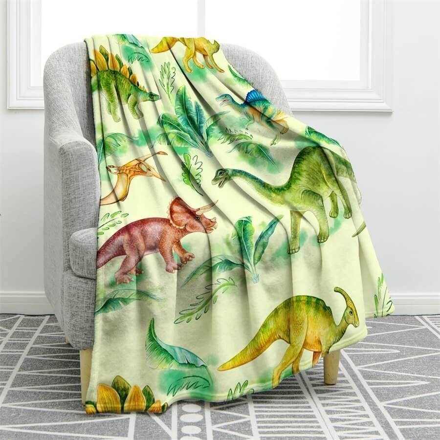 Dinosaur Flannel Sherpa Fleece Blanket