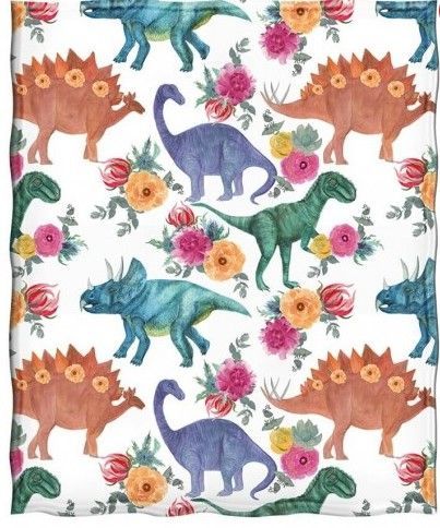 Dinosaur Floral Sherpa Fleece Blanket