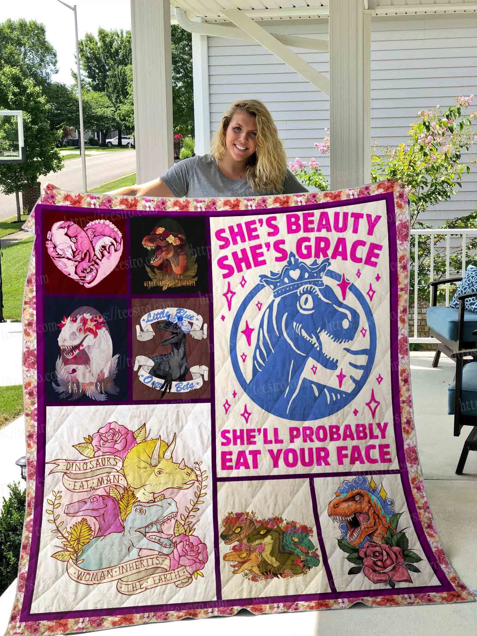 Dinosaur Floral Quilt Blanket DHC1501748VT