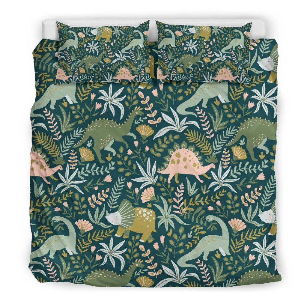 Dinosaur Flower Leaves Bedding Set