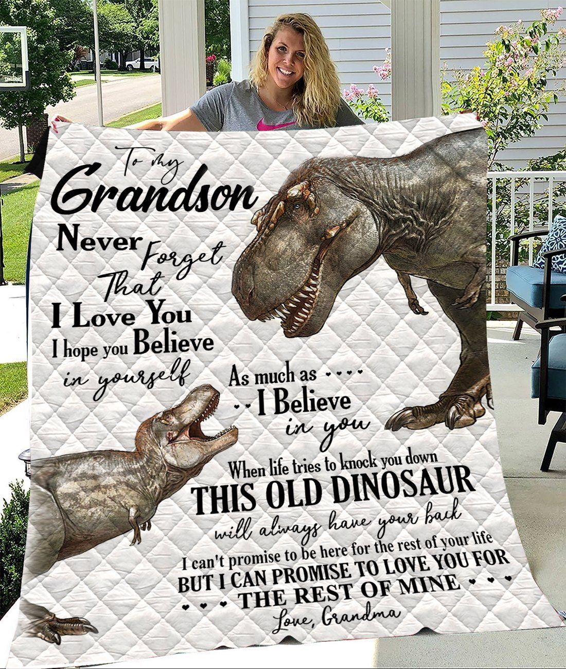Dinosaur Gift For Grandson Love You For The Rest Of Mine Quilt Blanket