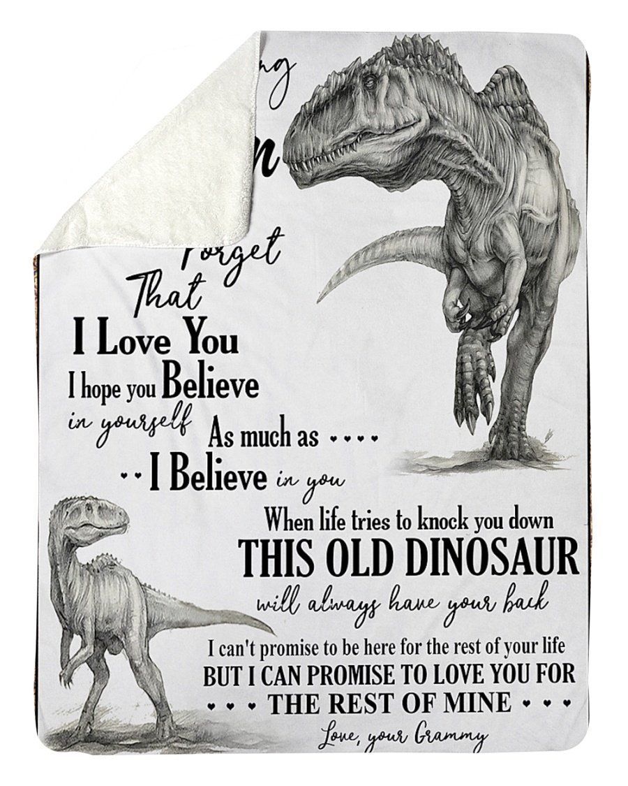 Dinosaur Grammy To Grandson Sherpa Fleece Blanket