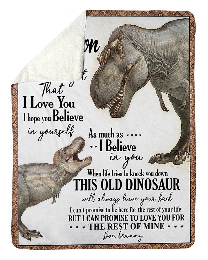 Dinosaur Grammy To Grandson Sherpa Fleece Blanket