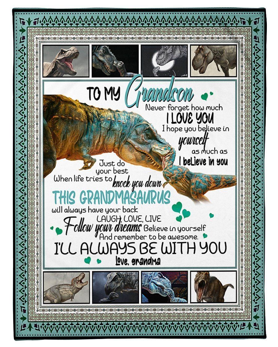 Dinosaur Grandma Gifts For Grandson Never Forget How Much I Love You Fleece Blanket