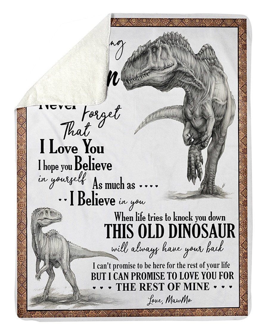 Dinosaur Grandma To Grandson Sherpa Fleece Blanket