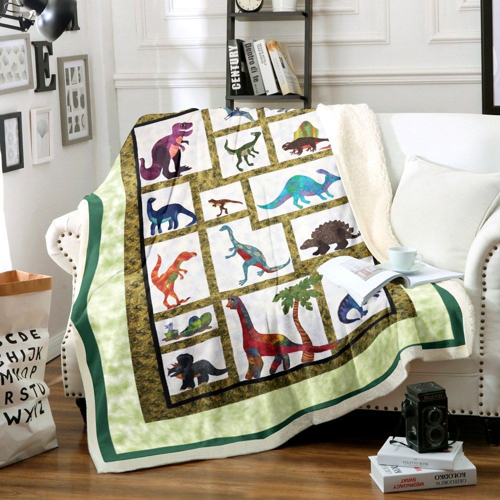 Dinosaur Sherpa Fleece Blanket