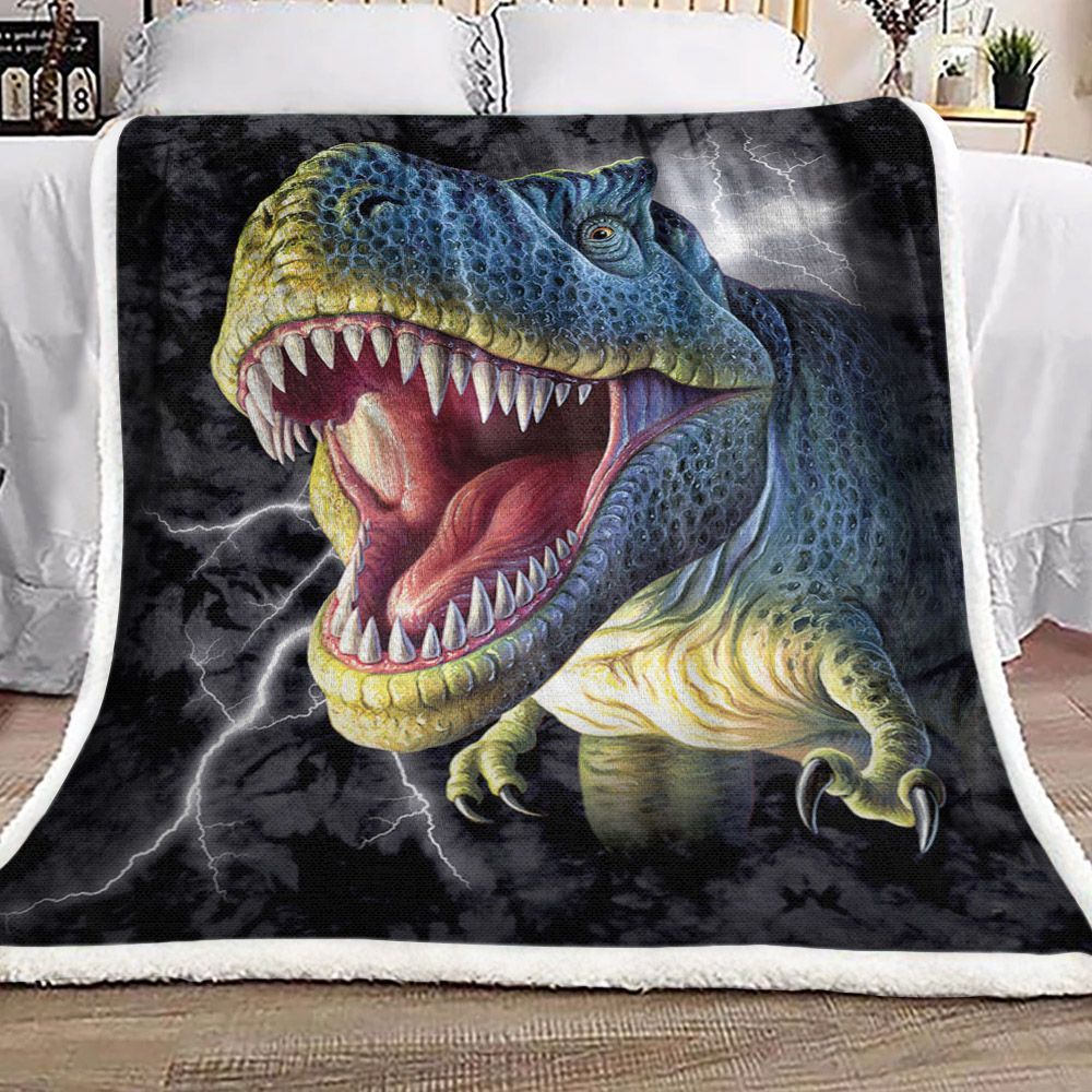 Dinosaur Lightning Rex Sherpa Fleece Blanket
