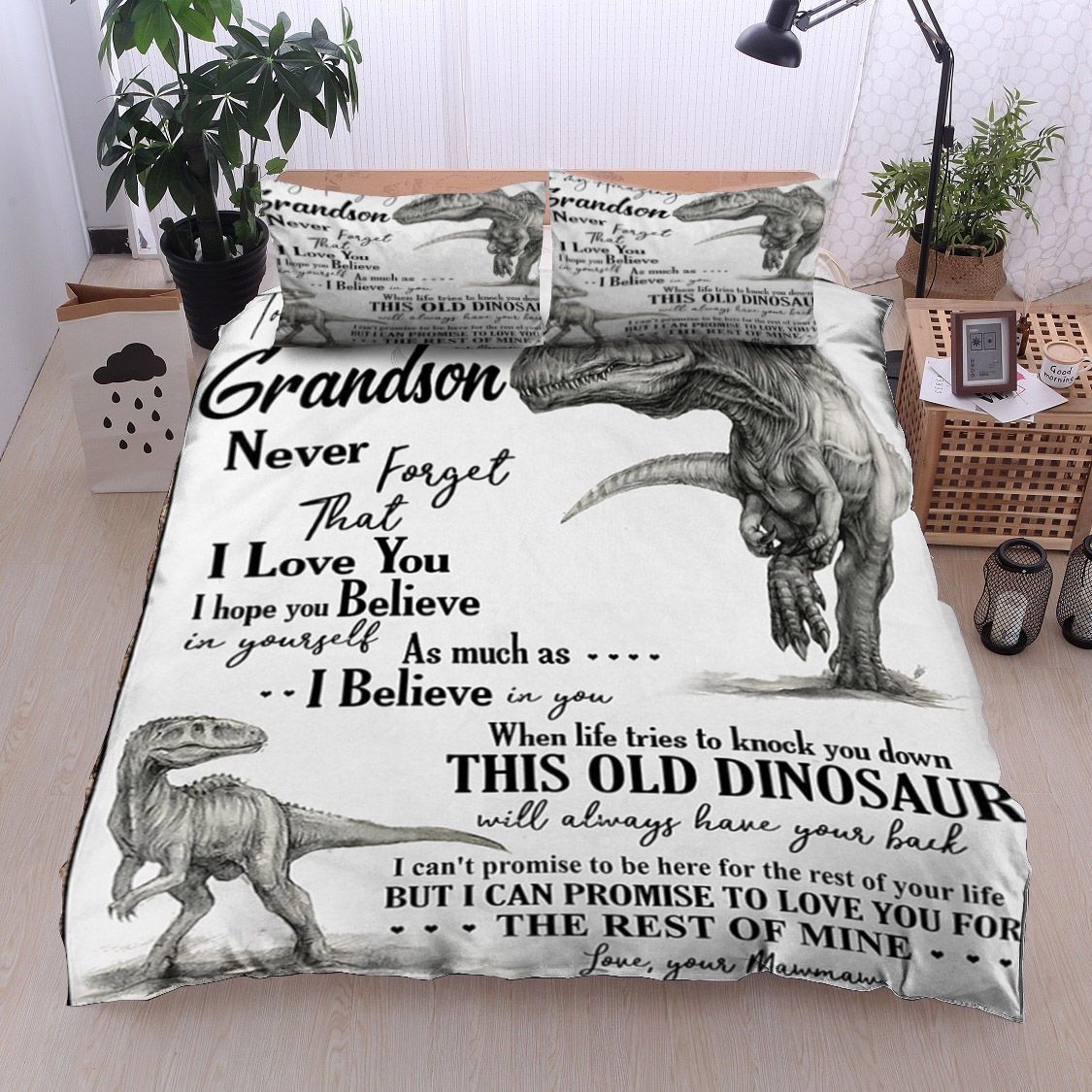 Dinosaur Mawmaw To Grandson Bedding Set
