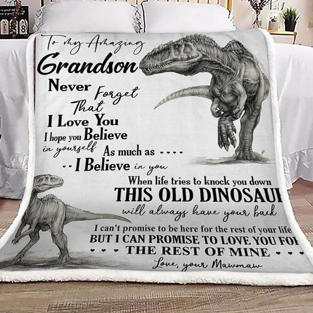 Dinosaur Mawmaw To Grandson Sherpa Fleece Blanket