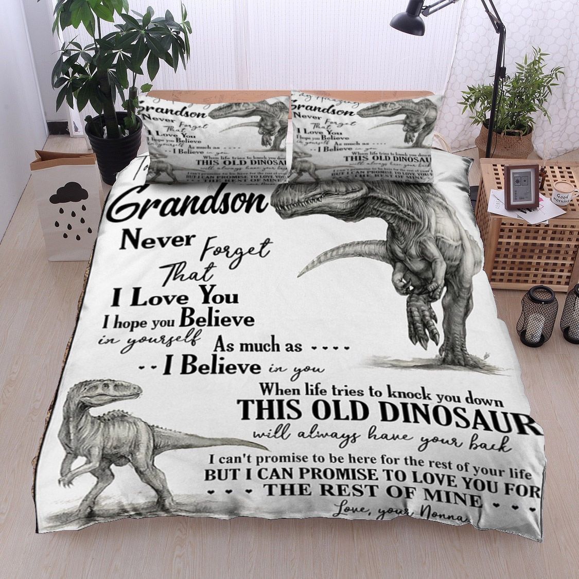 Dinosaur Nonna To Grandson Bedding Set