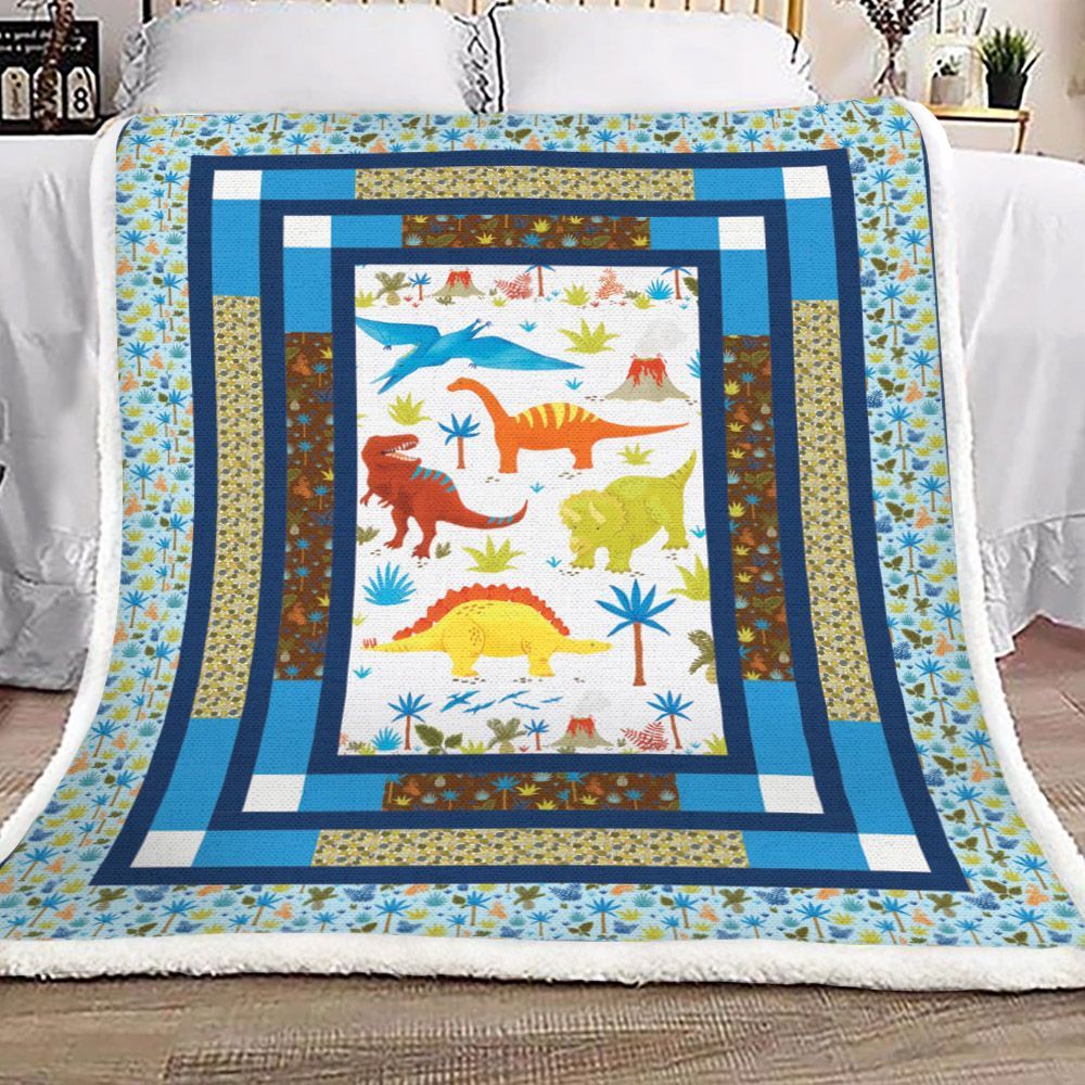 Dinosaur Sherpa Fleece Blanket