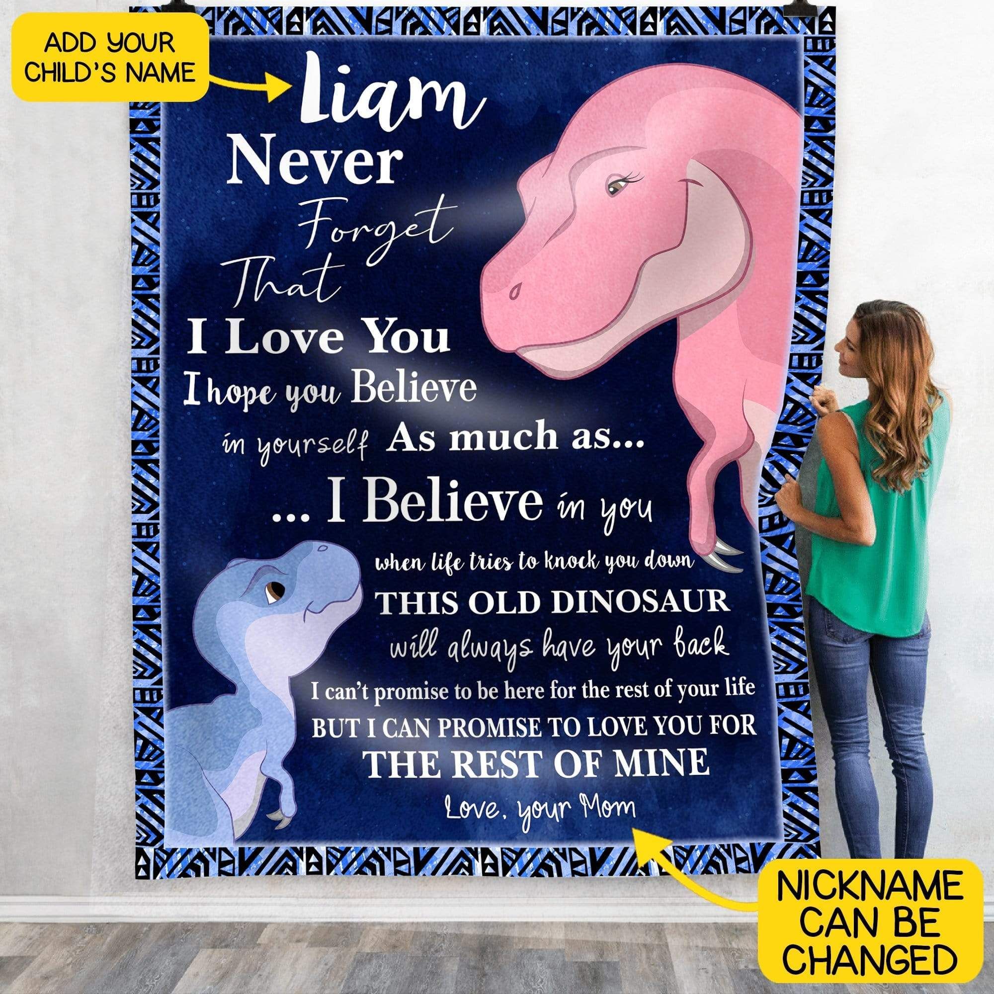 Dinosaur Personalized Fleece Blanket