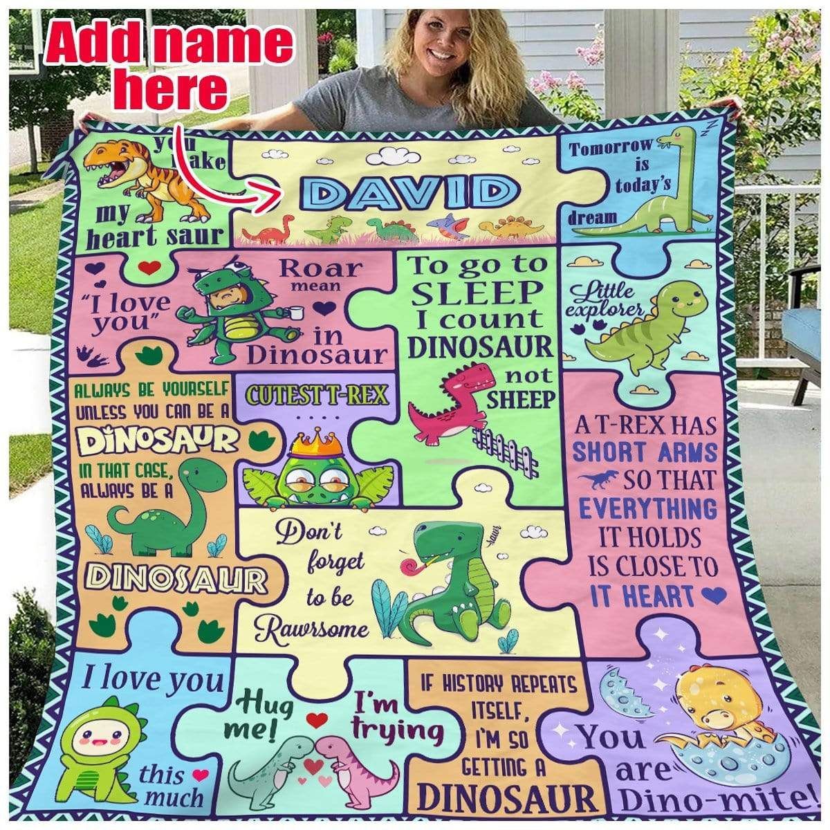 Dinosaur Personalized Fleece Blanket