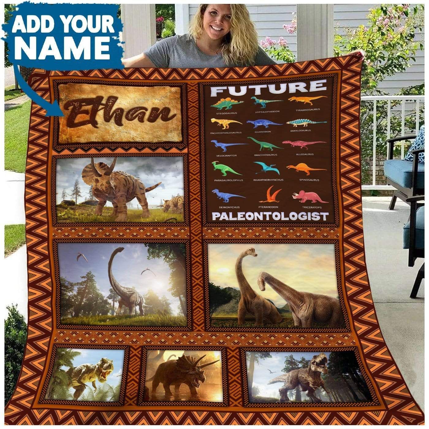Dinosaur Personalized Fleece Blanket
