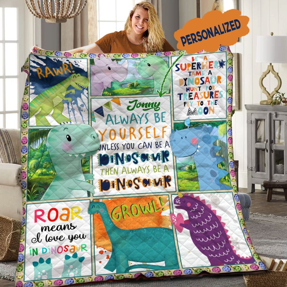 Dinosaur Personalized Quilt Blanket HHH050617TN
