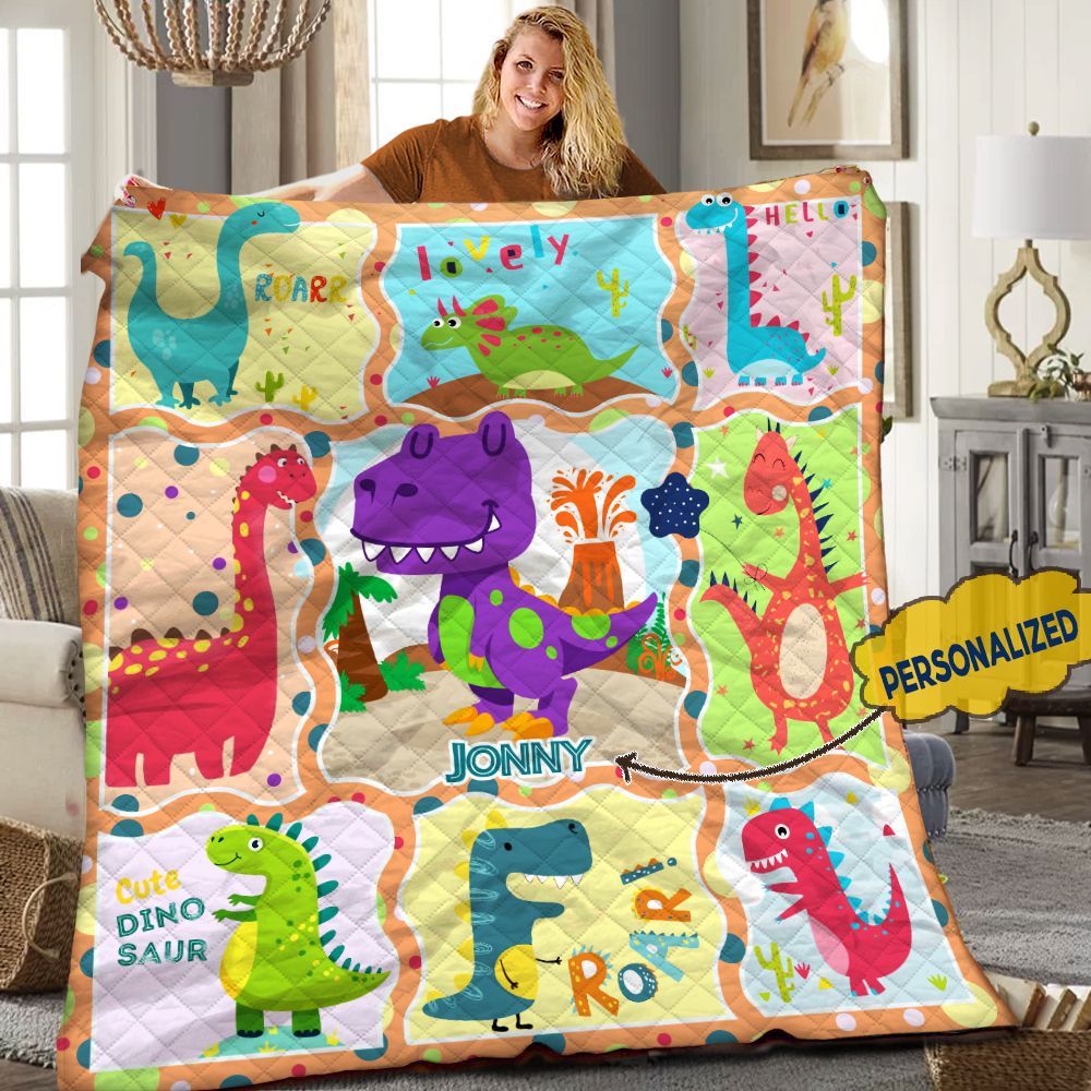 Dinosaur Personalized Quilt Blanket HHH090613TN
