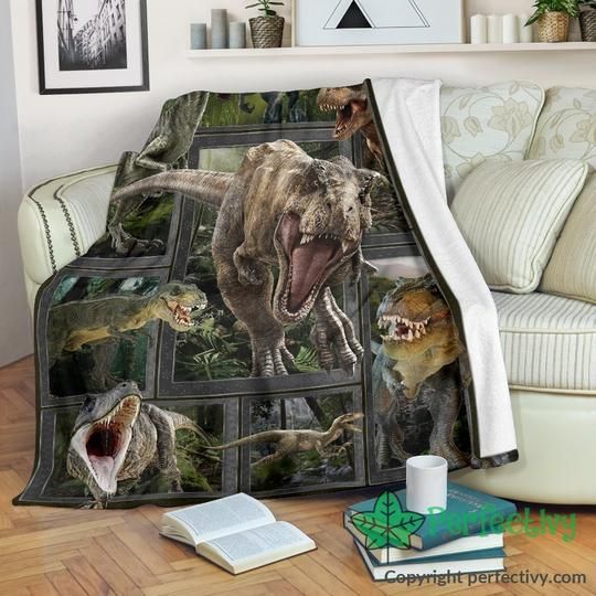 Dinosaur T Rex Sherpa Fleece Blanket