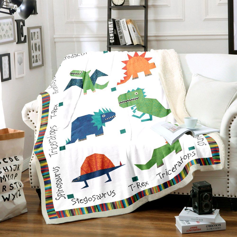 Dinosaur Sherpa Fleece Blanket