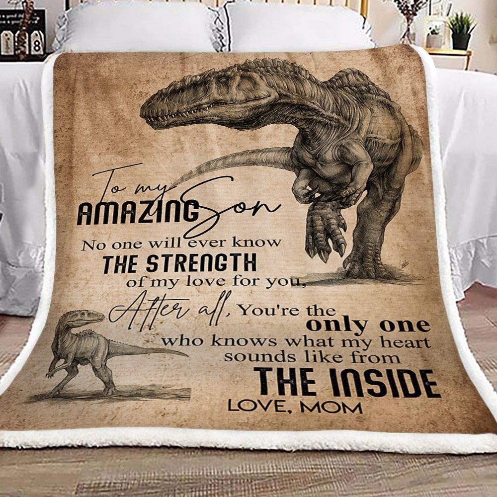 Dinosaur To My Love Mom Sherpa Fleece Blanket
