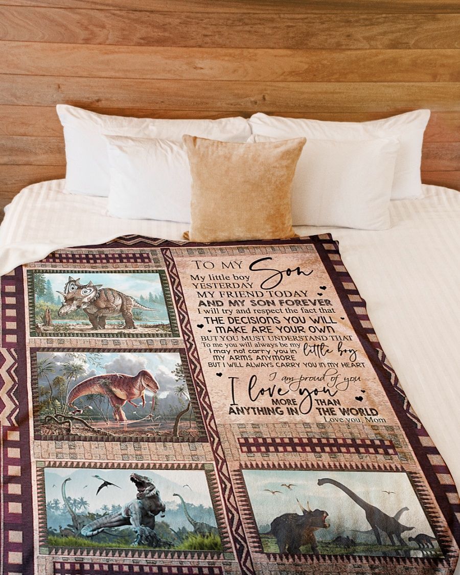 Dinosaur To My Son Sherpa Fleece Blanket