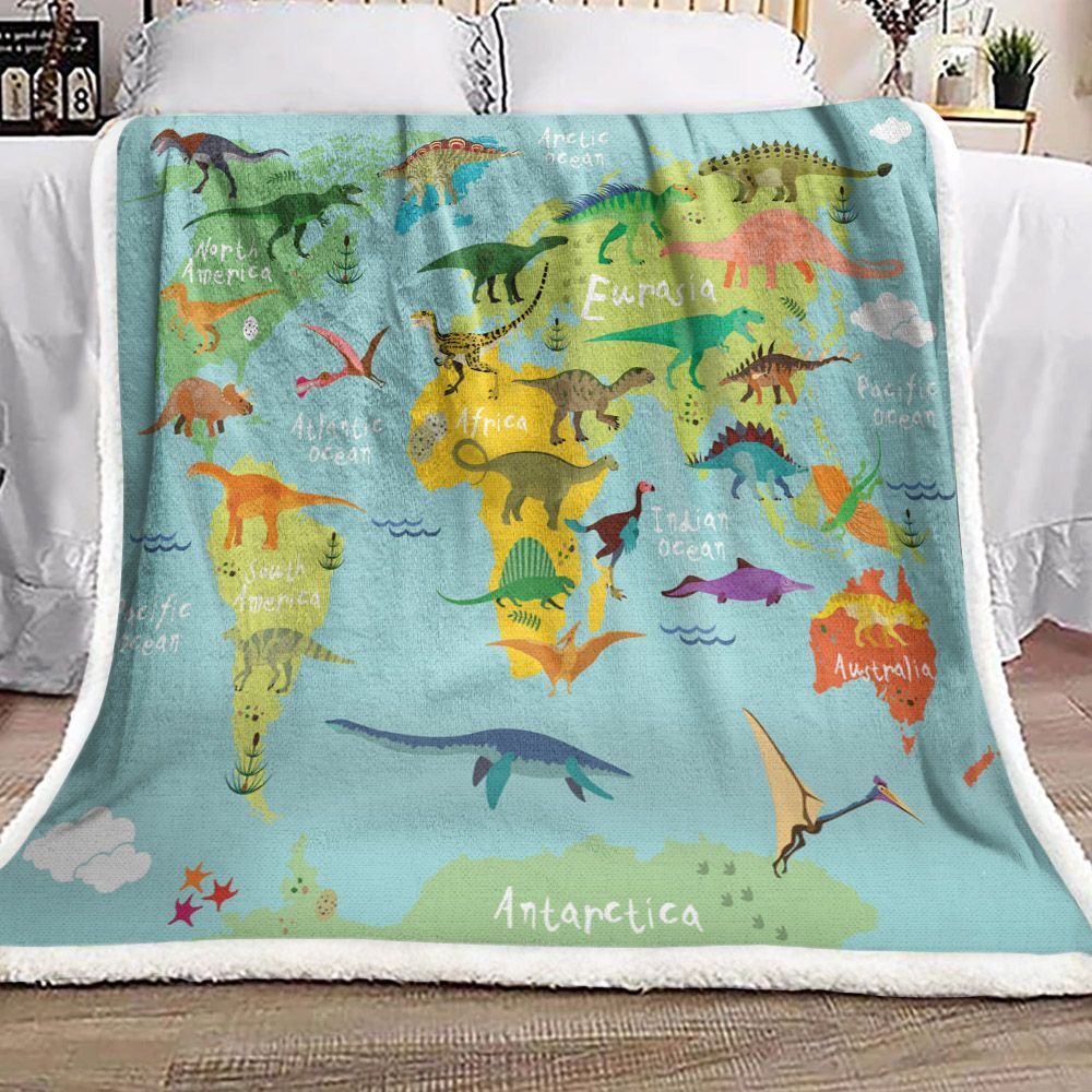Dinosaur Sherpa Fleece Blanket
