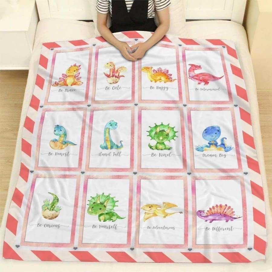 Dinosaur Watercolor Sherpa Fleece Blanket