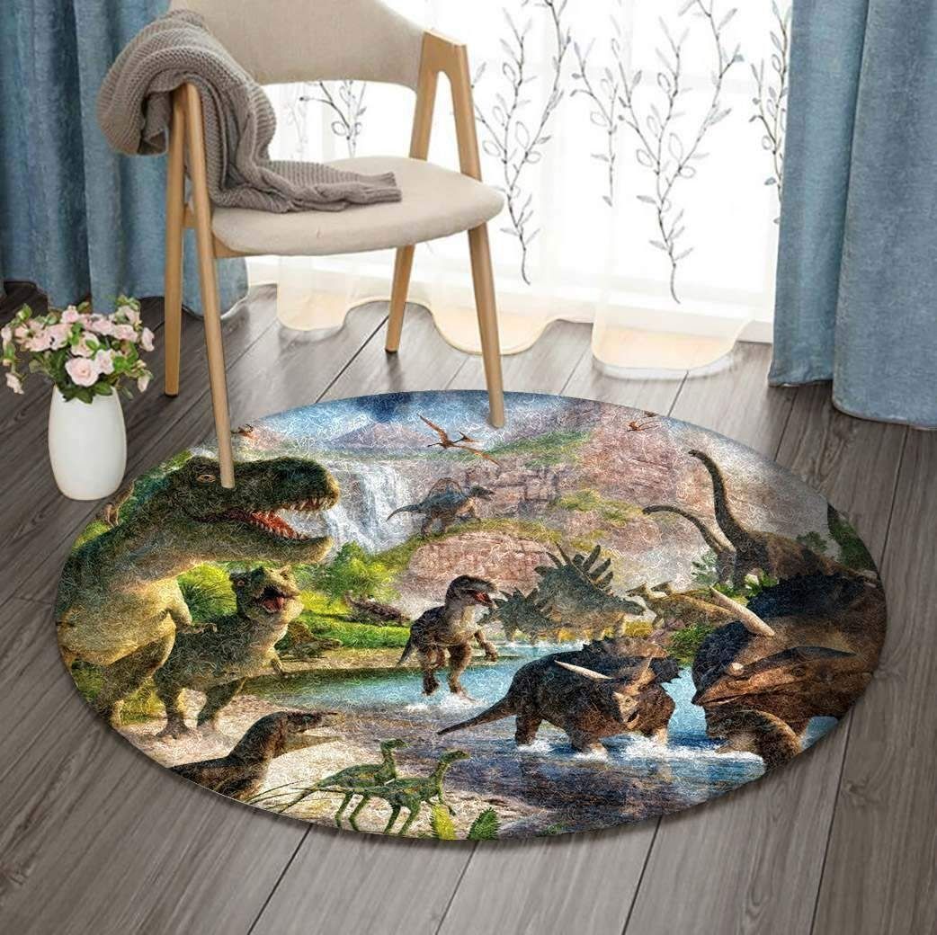 Dinosaur World Round Carpet