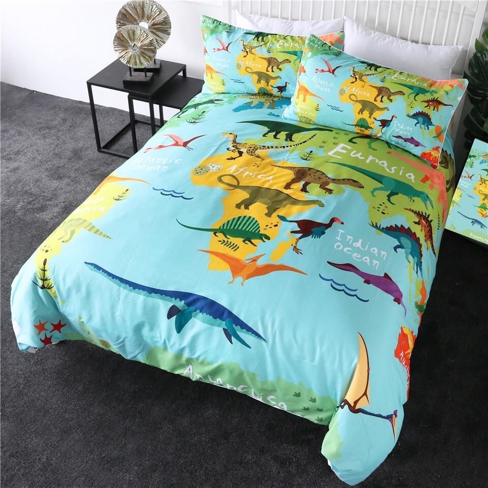 Dinosaur World Map Bedding Set