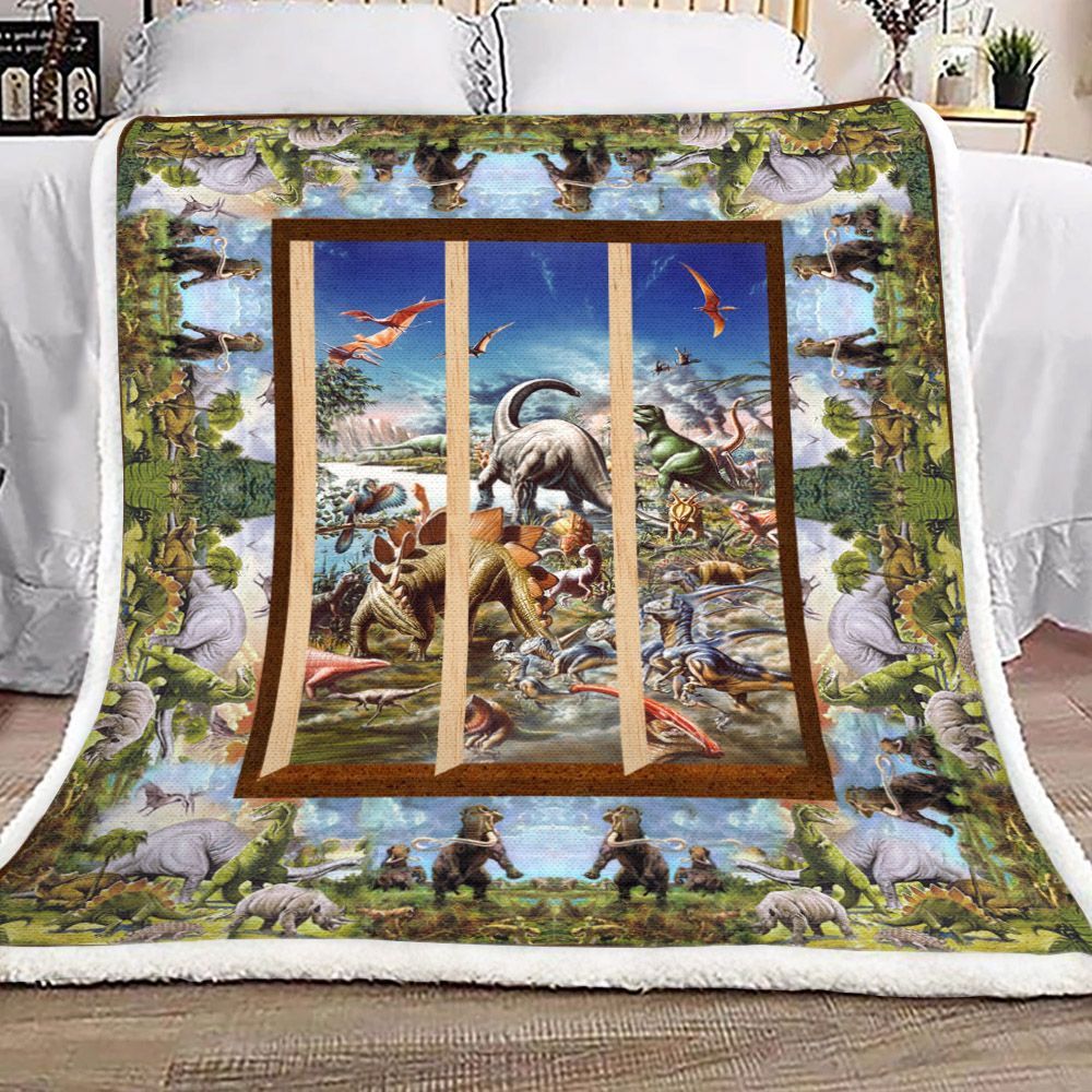 Dinosaur Sherpa Fleece Blanket