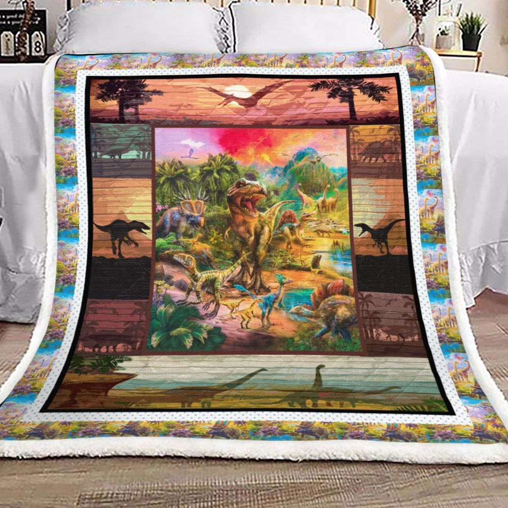 Dinosaur Sherpa Fleece Blanket