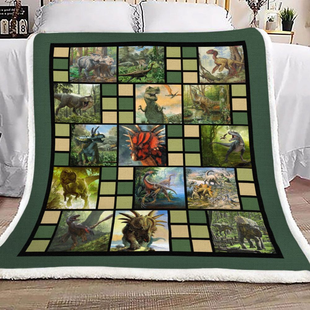 Dinosaur Sherpa Fleece Blanket