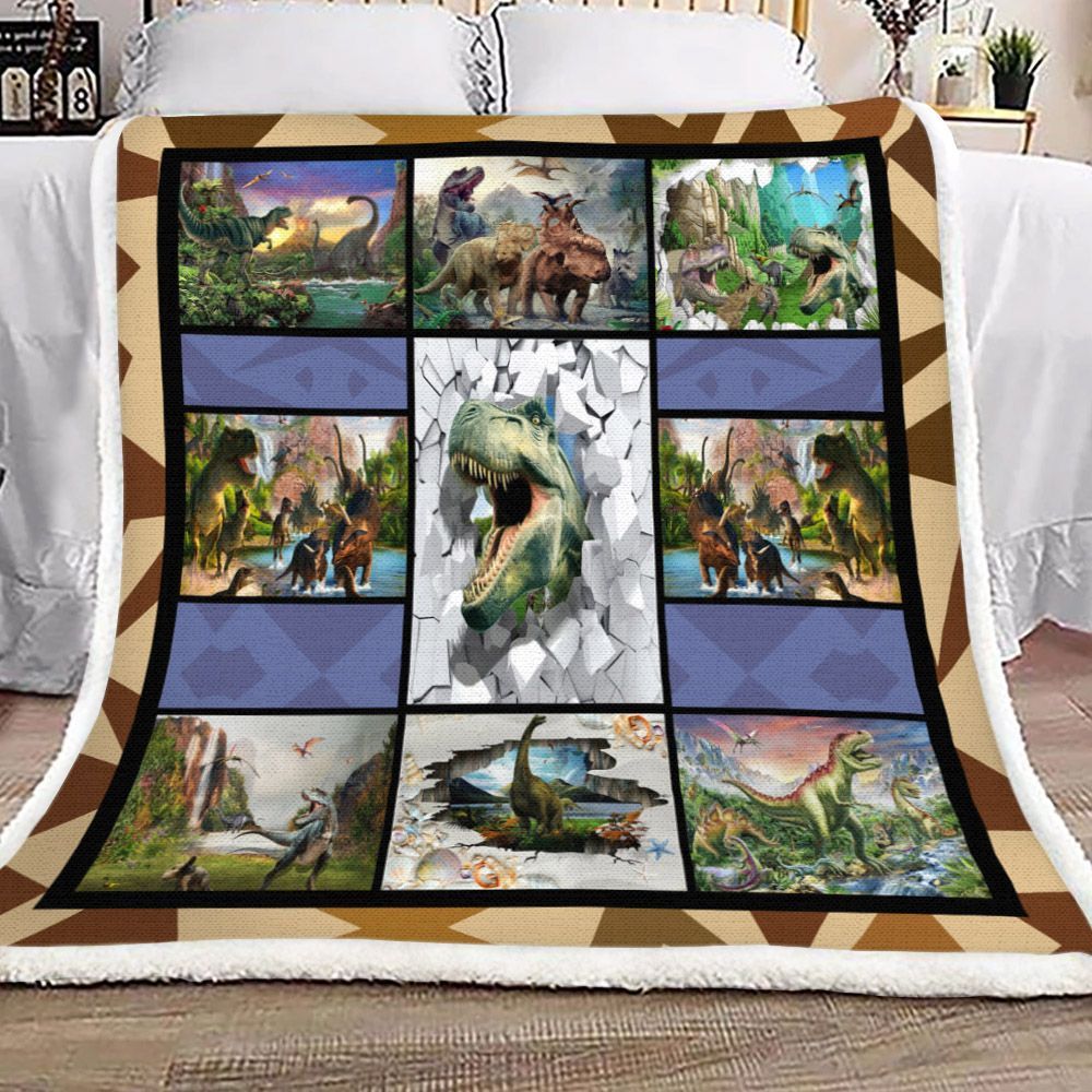 Dinosaur Sherpa Fleece Blanket