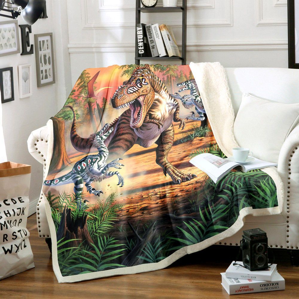 Dinosaurs Battle Sherpa Fleece Blanket
