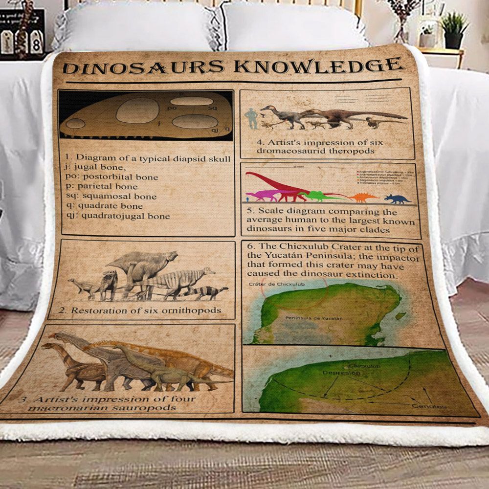 Dinosaurs Knowledge Sherpa Fleece Blanket