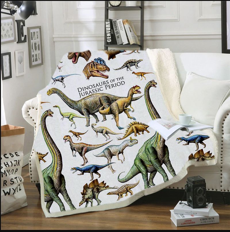 Dinosaurs Of The Jurassic Period Sherpa Fleece Blanket
