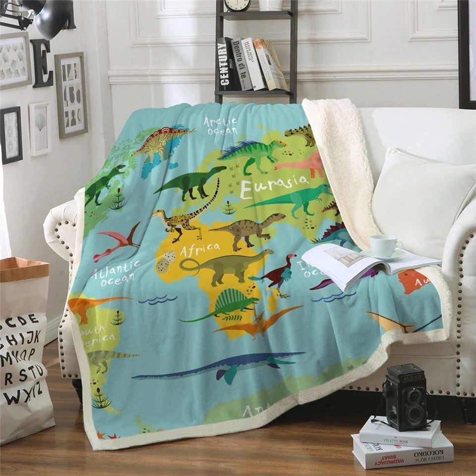 Dinosaurs Of The World Sherpa Fleece Blanket