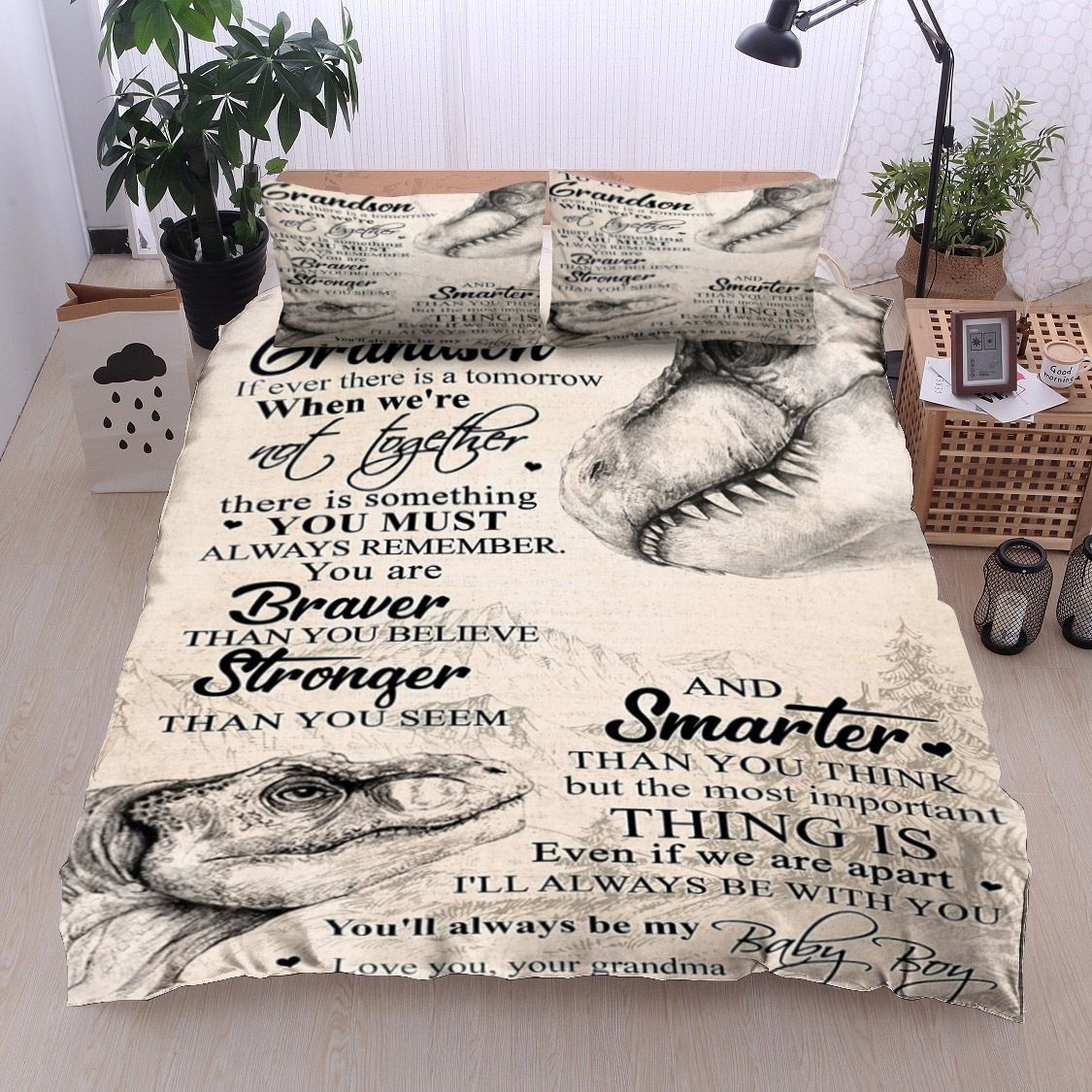 Dinosaurs To My Grandson From Grandma Bedding Set